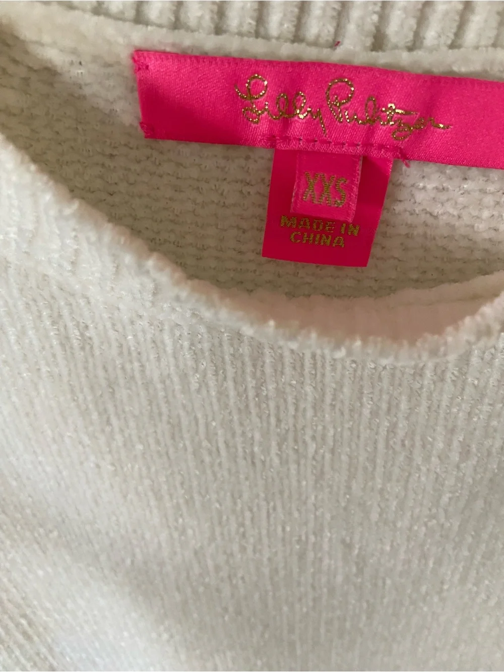 Lilly Pulitzer Praxon Chenille Sweater Coconut with gold pineapple buttons, XXS